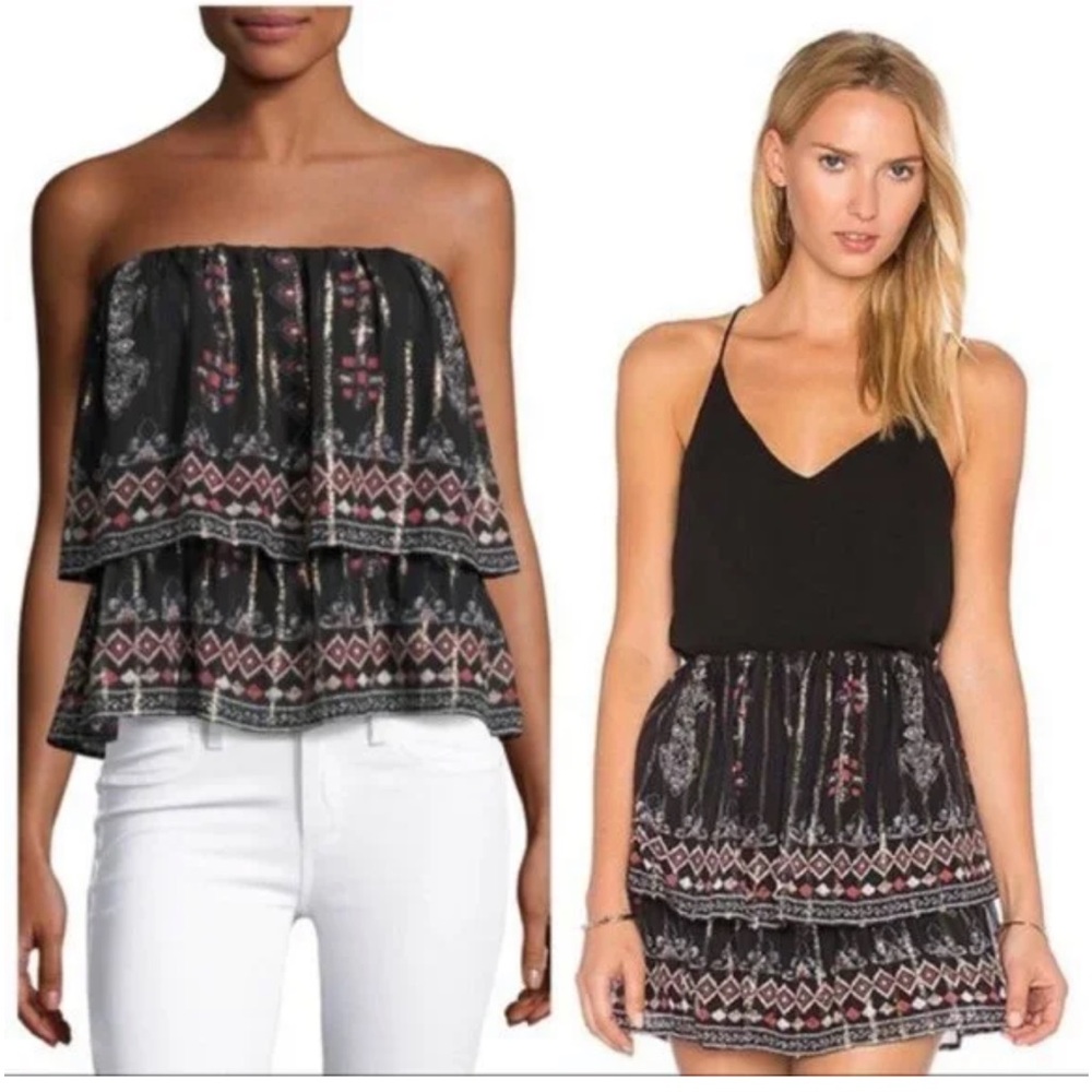 Joie Tiered Metallic Mini Skirt